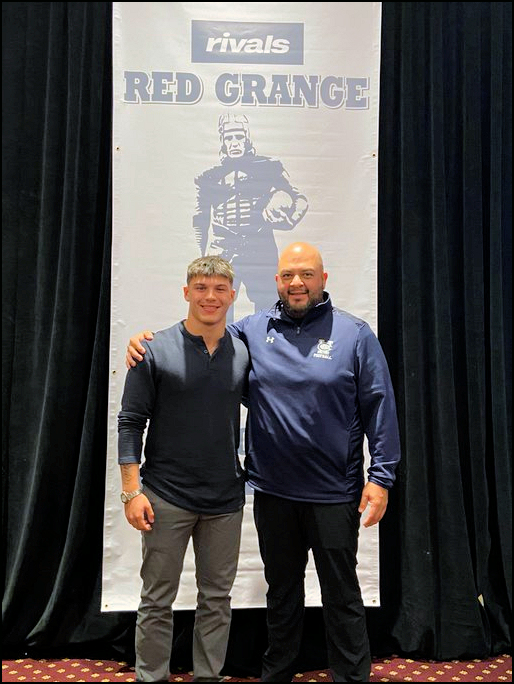 Senior, Vincent Muci was awarded the Red Grange All-County Award. He received the award at a banquet dinner, Football head coach Adam Chavez joined Muci at the dinner. Read all about this award, in this article by the West Chicago Voice.