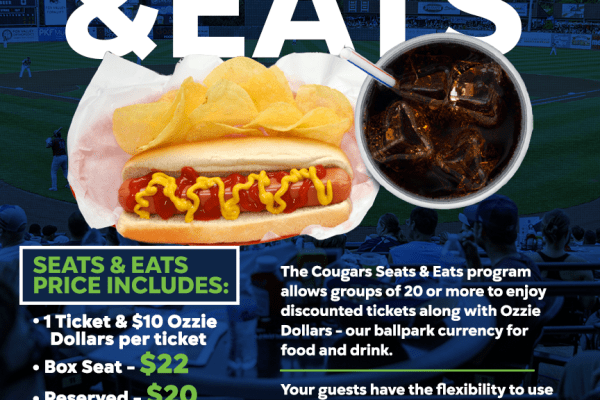 Kane County Cougars Offer Seats And Eats Promotion For Organizations- The 2024 Kane County Cougars Season is well underway and the farm team is offering a great promotion that your organization may want to take advantage of, it's a great opportunity for team-building!Get Ready to Score Big with Your Group: 40 Games of Sunshine, Baseball, and Fun Await!With 40 exciting games still ahead, there's no better time to bask in the sun, savor the crack of the bat, and marvel at spectacular fireworks displays alongside your group.